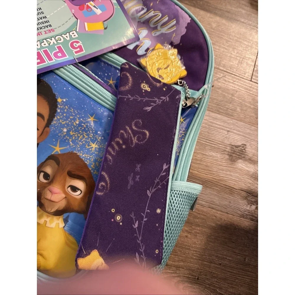 Disney Wish Girls' 5-Piece Backpack With Lunchbox Set - purple, one size
